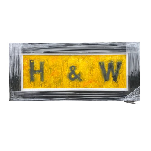 663 - AN OIL BY SPILLANE  HARLAND AND WOLFF SIGNAGE PAINTING 28.5X12.5