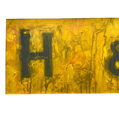 663 - AN OIL BY SPILLANE  HARLAND AND WOLFF SIGNAGE PAINTING 28.5X12.5