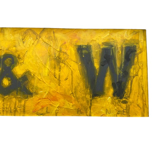 663 - AN OIL BY SPILLANE  HARLAND AND WOLFF SIGNAGE PAINTING 28.5X12.5