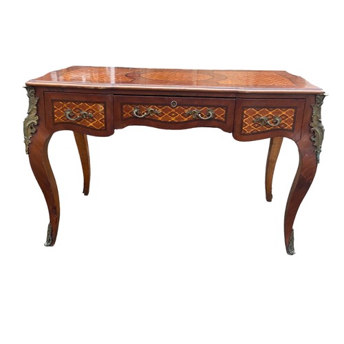 664 - A VERY NICE ORMULU MOUNT INLAID DESK ON CAB LEG 50X27X32