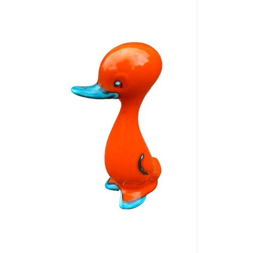 665 - BURNT ORANGE POOL POTTERY STYLE DUCK 6