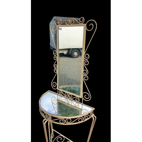 30 - WROUGHT IRON MIRROR BACK HALL STAND