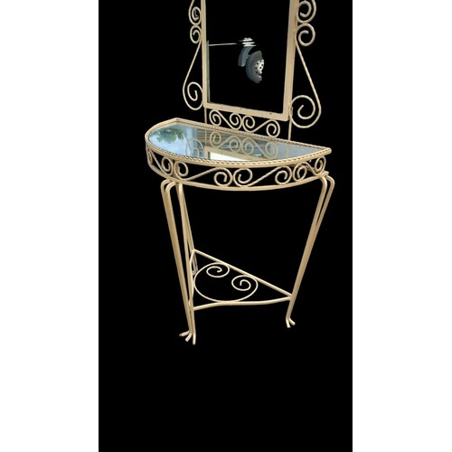 30 - WROUGHT IRON MIRROR BACK HALL STAND