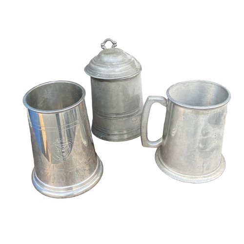 52 - 2 ANTIQUE TANKARDS AND QUB TANKARD