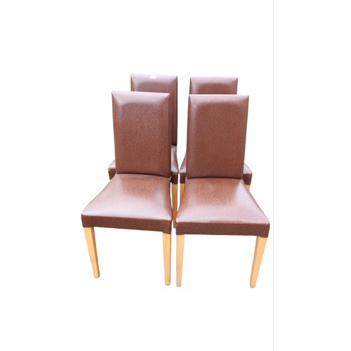 60 - 4 BROWN LEATHER DINING CHAIRS