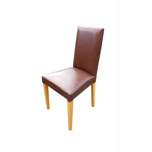 60 - 4 BROWN LEATHER DINING CHAIRS