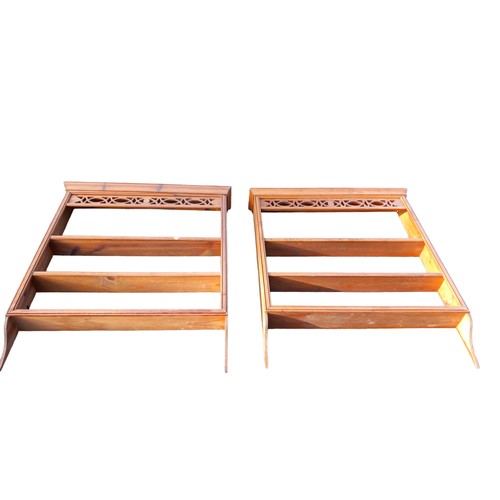 103 - A MATCHING PAIR OF PITCH PINE PLATE RACKS WITH FRETWORK TOPS (VERY UNUSUAL TO GET A MATCHING PAIR) 3... 