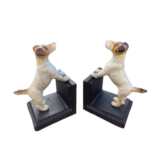 118 - A PAIR OF CAST IRON JACK RUSSELL BOOKENDS