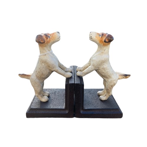 118 - A PAIR OF CAST IRON JACK RUSSELL BOOKENDS