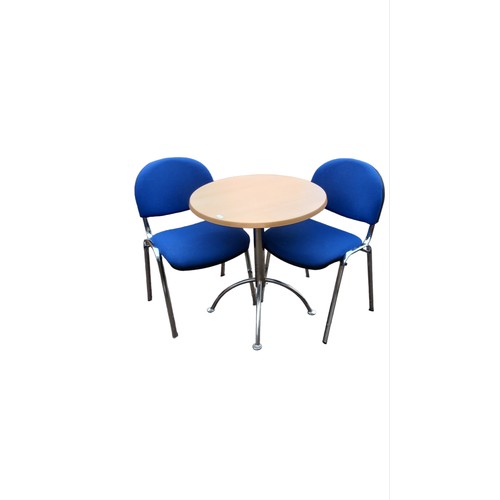 136 - BEECH TABLE AND 2 CHAIRS