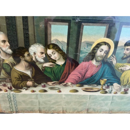 137 - ANTIQUE OAK FRAMED LAST SUPPER PRINT 17X23