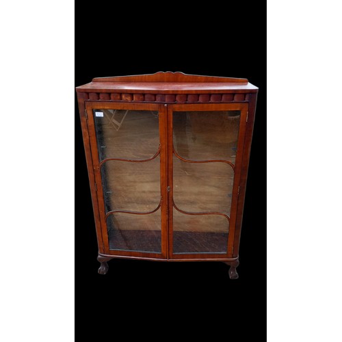 168 - A DOBULE DOOR CHINA CABINET WITH BALL & CLAW FOOT 34.5 x 12 x 48.5