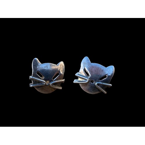 266 - A PAIR OF SILVER CAT EARRINGS