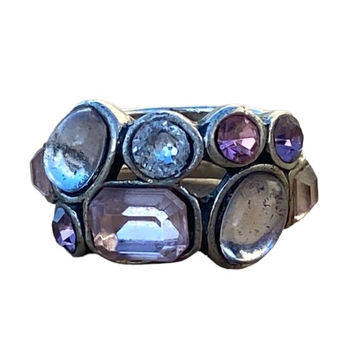 321 - A QUALITY MULTI STONE SILVER RING