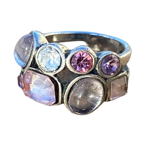 321 - A QUALITY MULTI STONE SILVER RING