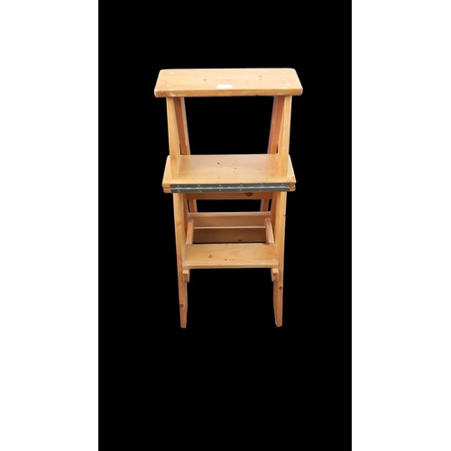 396 - A PINE LIBRARY LADDER CHAIR