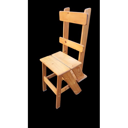 396 - A PINE LIBRARY LADDER CHAIR