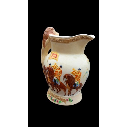 368 - A HANDPAINTED KING EDWARD VIII MUSICAL JUG STANDS 8