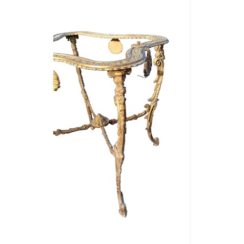 414 - A VERY ORNATE GILT ALLOY SIDE TABLE (NO GLASS)