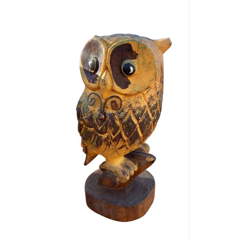 442 - 2 CARVED WOODEN OWLS 12