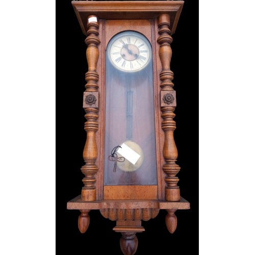 444 - AN OAK DROP DAIL CLOCK WITH GALLERY TOP