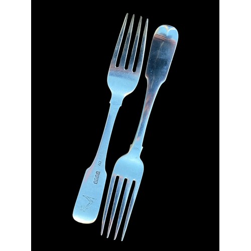 555 - A PAIR OF IRISH SILVER FORKS 82.3grm