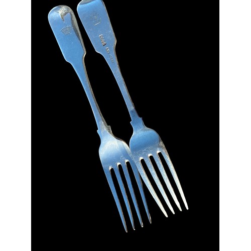 566 - 2 IRISH SILVER FORKS 75.9grm