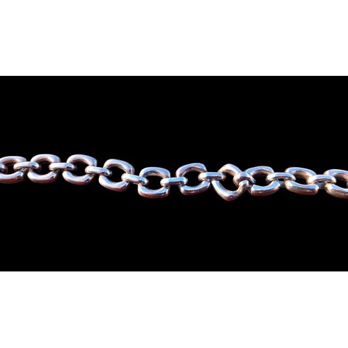 569 - A HEAVY FANCY LINK SILVER BRACELET 31.3grm