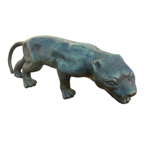 456 - A BIG CAT ON PROWL METAL FIGURINE BELIEVED TO BE BRONZE 14