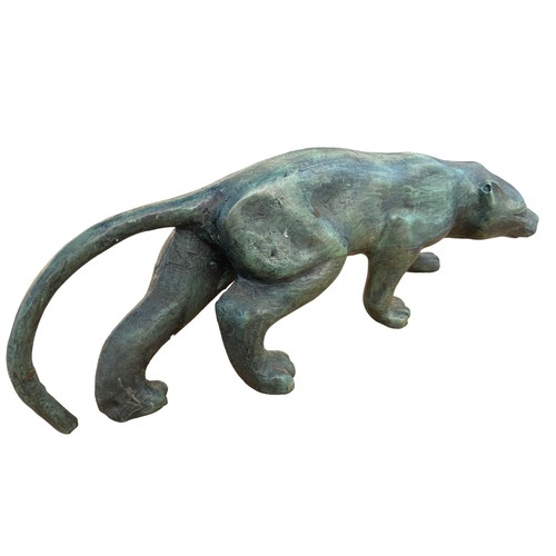 456 - A BIG CAT ON PROWL METAL FIGURINE BELIEVED TO BE BRONZE 14