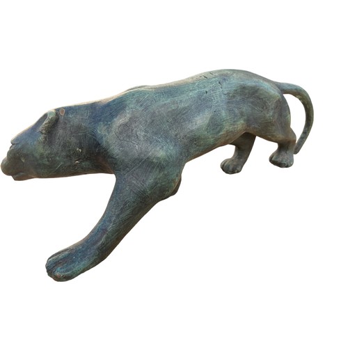 456 - A BIG CAT ON PROWL METAL FIGURINE BELIEVED TO BE BRONZE 14