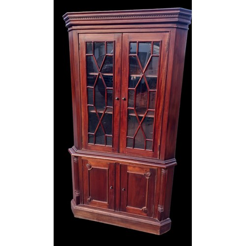 508 - AN ASTRAGAL GLAZED CORNER CUPBOARD 41 x 72