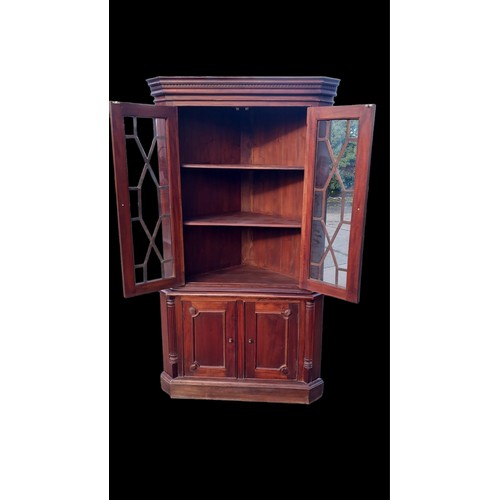 508 - AN ASTRAGAL GLAZED CORNER CUPBOARD 41 x 72