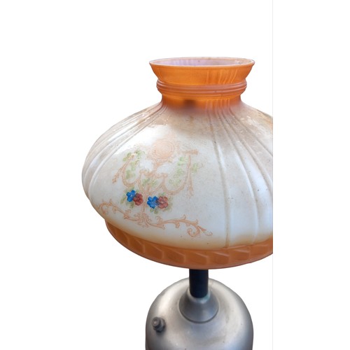 517 - UNUSAUL TILLY LAMP WITH SHAPED HAND PAINTED SHADE 20