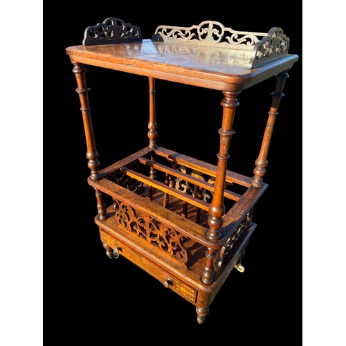 534 - A VICTORIAN INLAID BURR WALNUT CANTERBURY 22 x 15 x 37