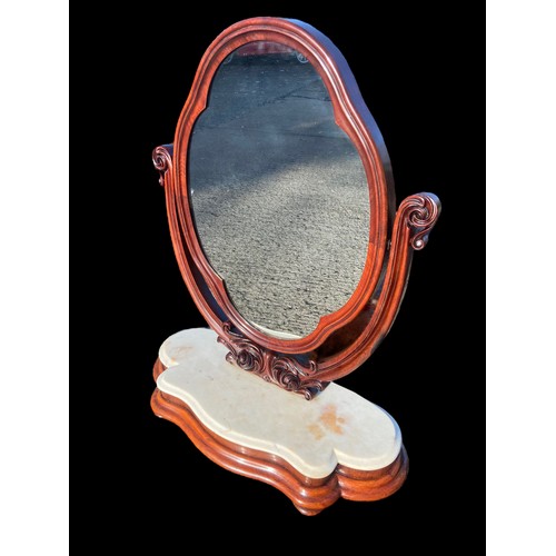 537 - A VICTORIAN MARBLE TOP DRESSING MIRROR 33.5 x 24