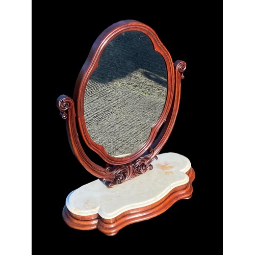 537 - A VICTORIAN MARBLE TOP DRESSING MIRROR 33.5 x 24