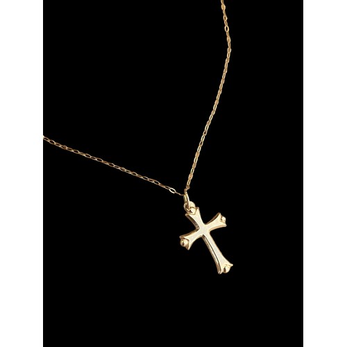 594 - A 9CT GOLD CROSS ON A 9CT GOLD CHAIN