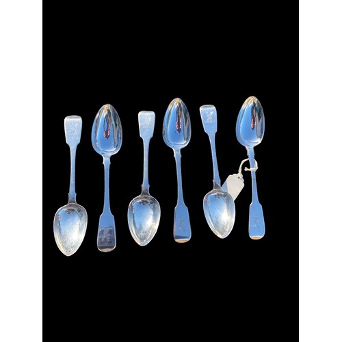 597 - SET OF 6 DUBLIN 1837 IRISH SILVER SPOONS BY CHRISTOPHER CUMMINS 242.6g