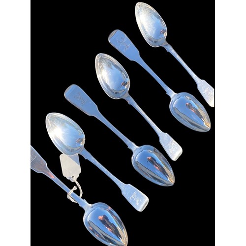 597 - SET OF 6 DUBLIN 1837 IRISH SILVER SPOONS BY CHRISTOPHER CUMMINS 242.6g