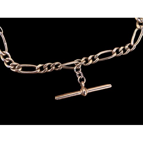 640 - A BEAUTIFUL 9CT GOLD ALBERT CHAIN WITH A T.BAR