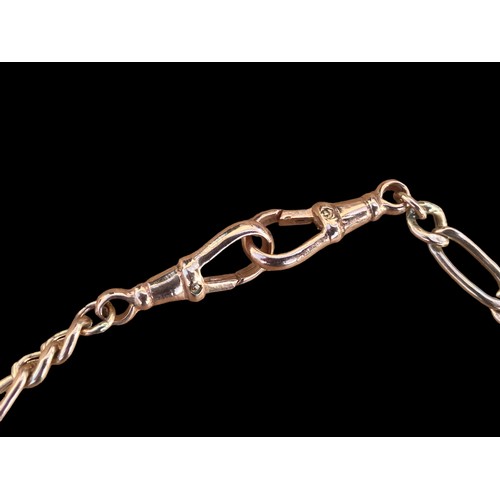 661 - A 9CT ROSE GOLD ALBERT CHAIN WITH A T.BAR