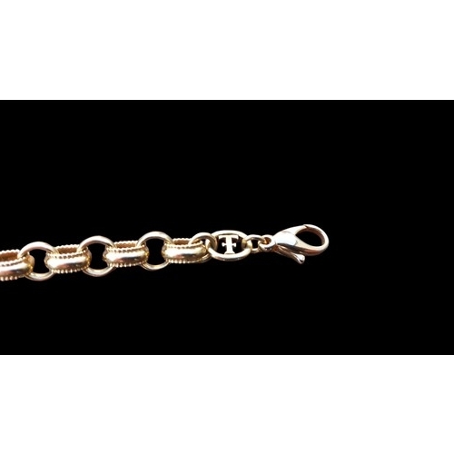 677 - A BEAUTIFUL THEO FENNELL HAND MADE CHAIN BRACELET IN D2 LILY LINK 18ct GOLD IN ORIGINAL BOX  7