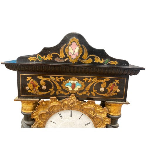 717 - A STUNNING FRENCH PORTICO CLOCK WITH TWIST PILLARS & BRASS FITTINGS COMPLETE WITH KEY & PENDULUM IN ... 