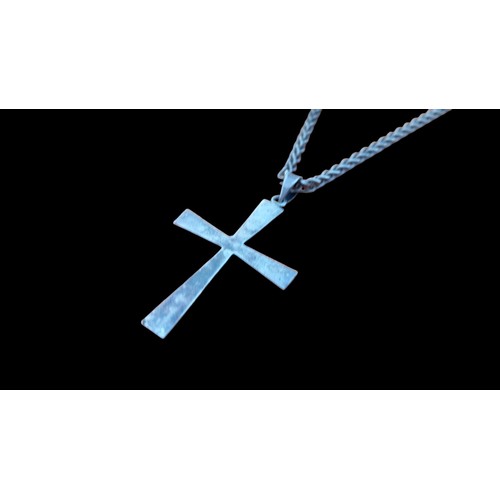 729 - A HEAVY SILVER CROSS AND CHAIN