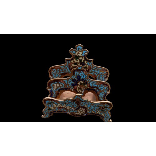 821 - A VINTAGE COPPER & ENAMELLED CARD STAND