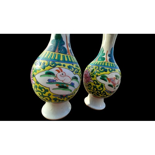 824 - A PAIR OF HANDPAINTED ORIENTAL VASES 7