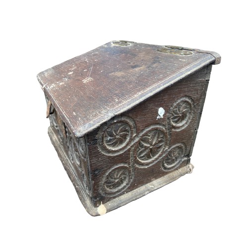 826 - LATE 18TH CENTURY OAK BIBLE BOX 13 x 9 x 9