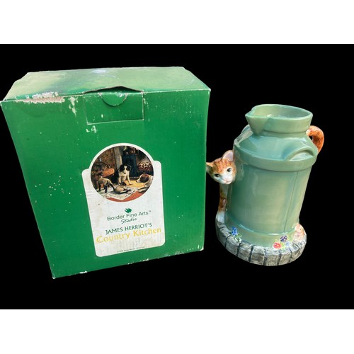 860 - JAMES HERRIOT'S COUNTRY KITCHEN CAT & MILK CHURN JUG 1 LITRE  BY BORDER FINE ARTS STUDIO BOXED