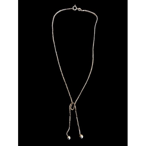 786 - A QUALITY SILVER BOX LINK KNOT NECKLACE WITH TWIN SILVER BALLS